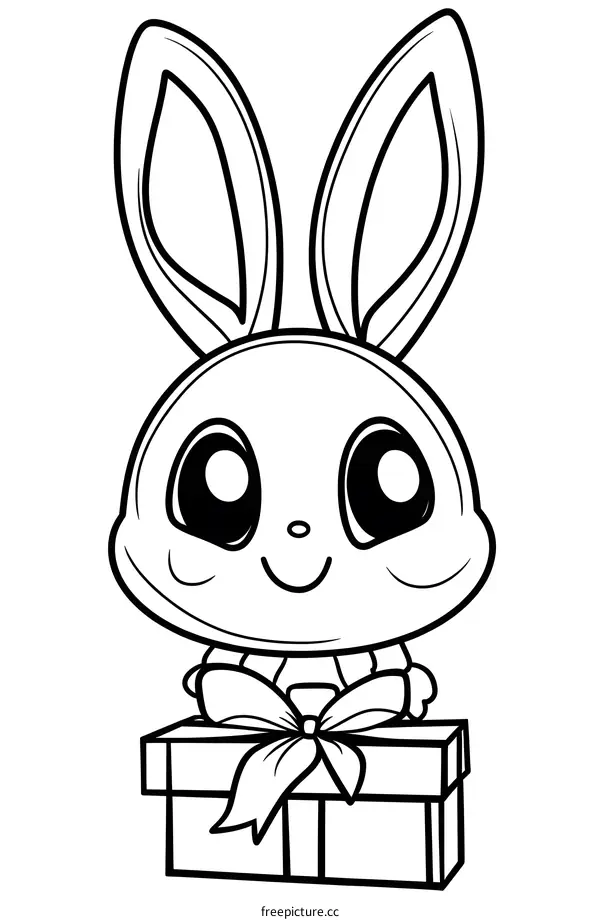 Cute Bunny Rabbit Holding a Gift
