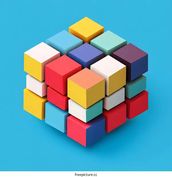 Abstract Colorful 3D Cube Pattern