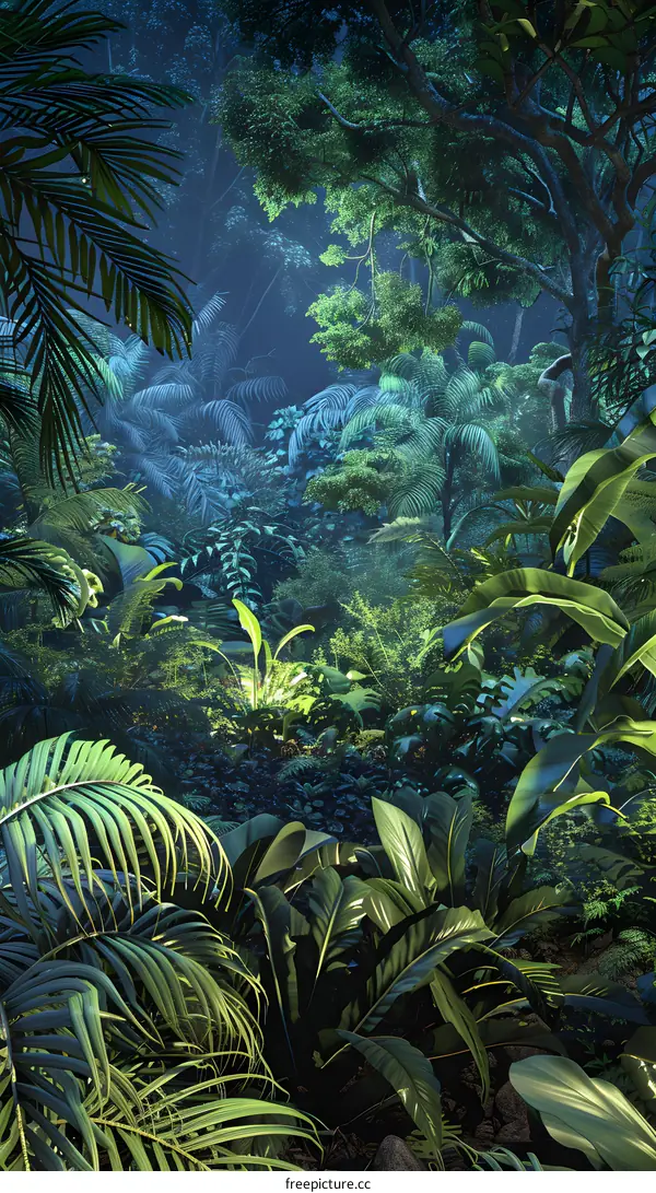Tropical Rainforest Night Background