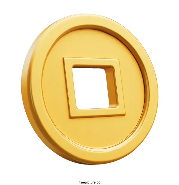 [Transparent Background PNG]Golden Chinese Coin Illustration