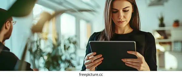 Businesswoman Using Tablet In Office