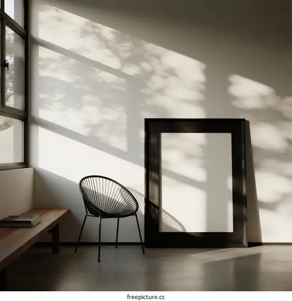 Minimalist Interior Space with Sunlight and Modern Chair