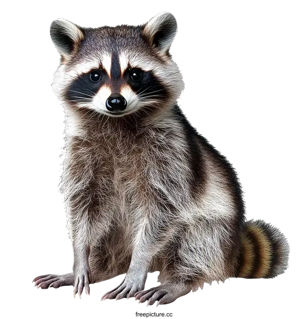 [Transparent Background PNG]Cute Raccoon Portrait on White Background