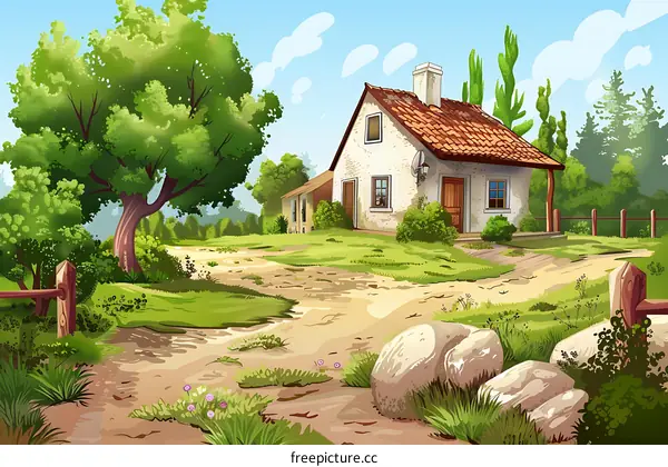 Small House in a Green Meadow