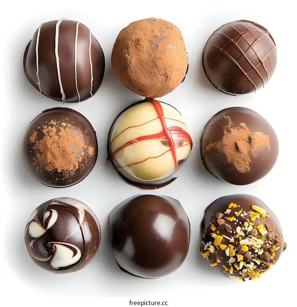 An assortment of delicious chocolate truffles