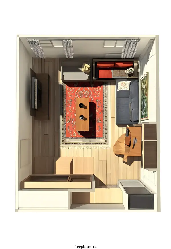 Top View of a Small Living Room Design