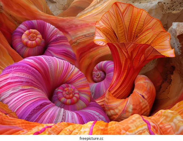 Surreal Pink and Orange Fantasy Flowers