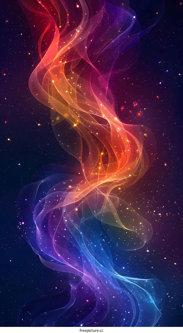 Colorful smoke flowing through space