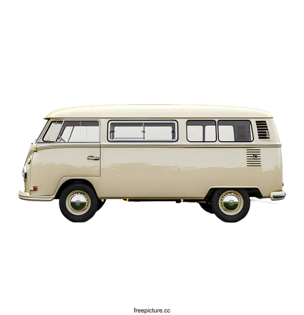 [Transparent Background PNG]A cream-colored Volkswagen Type 2 bus