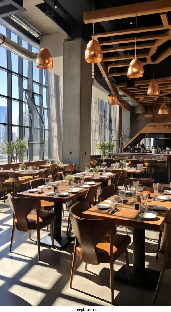 Well-Lit Family Restaurant with Wooden Tables and Chairs