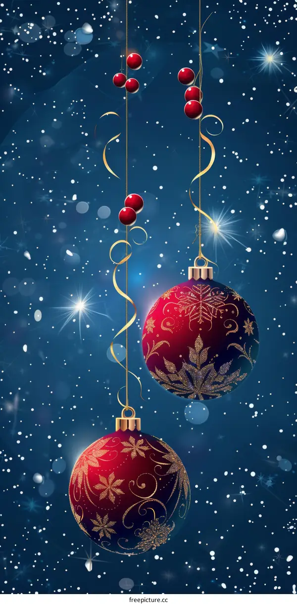 Festive Christmas Decorations with Snowflakes and Ribbons