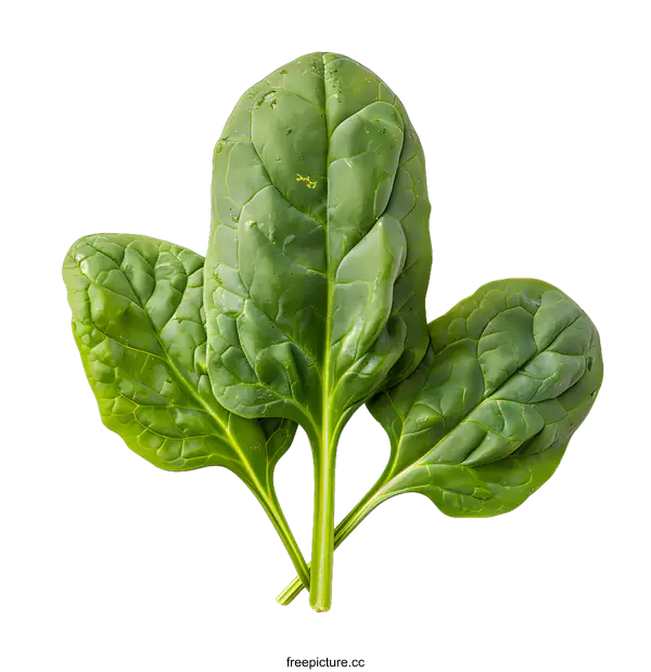 [Transparent Background PNG]Fresh Green Spinach Leaves Isolated on White Background