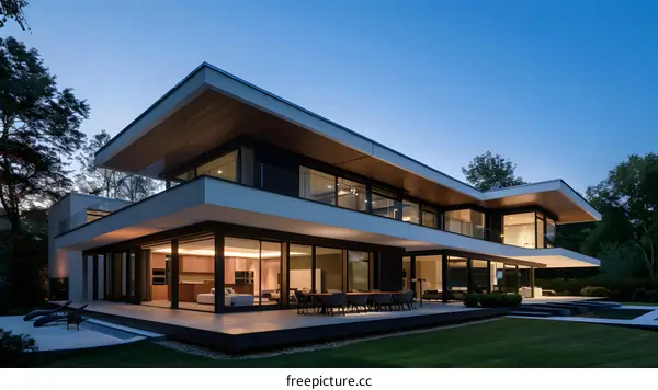Modern Architecture Home Design with Large Windows