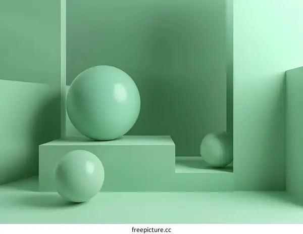 Abstract Green 3D Rendered Sphere Shapes