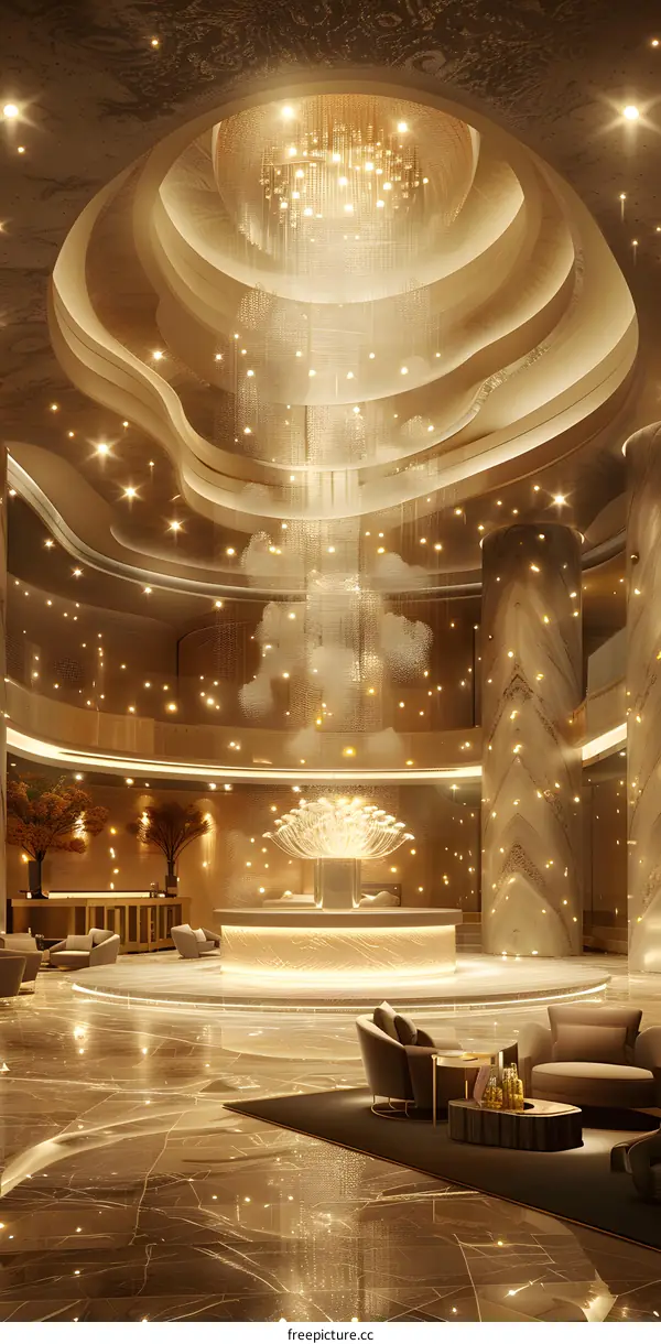 The magnificent hotel lobby