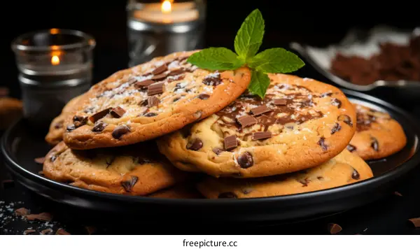 Warm Chocolate Chip Cookies with a Candlelight Glow