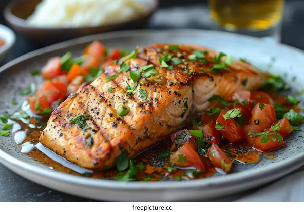 Grilled Salmon Steaks with Salsa Fresca