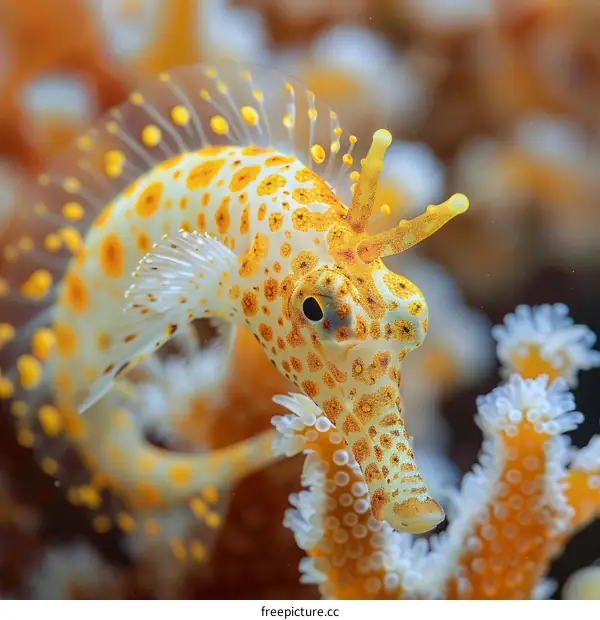 A Stunningly Beautiful Picture of a Rare Orange Pygmy Seahorse