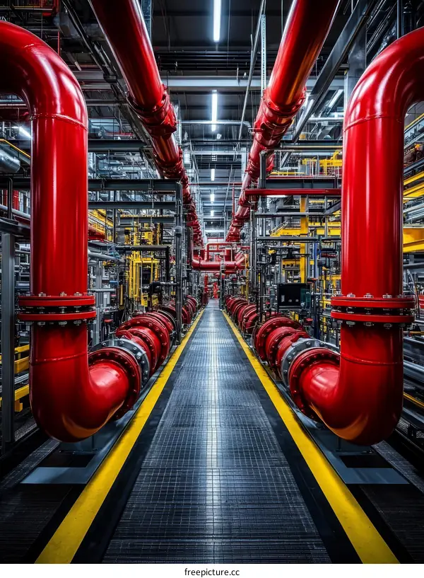 Industrial Pipeline Network Interior Shot