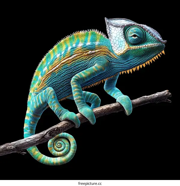 Vibrant Chameleon on a Branch