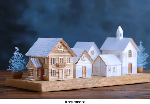 Winter Village Miniature Model Scene