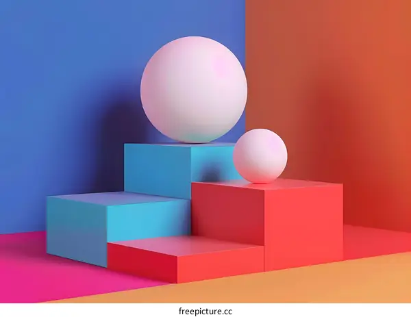 Abstract Minimalist Geometric Shapes with Colorful Background