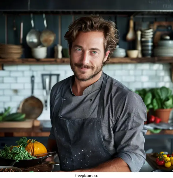 Portrait of a male chef in a commercial kitchen