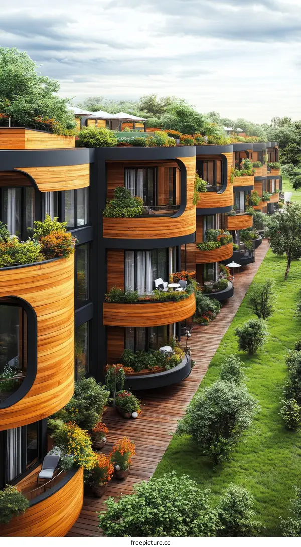 Modern Eco-Friendly Residential Complex with Green Roofs