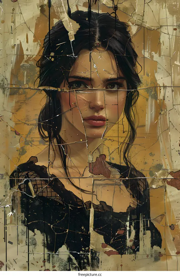 Portrait of a Woman with Torn Paper