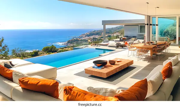 Luxury Outdoor Living Space with Ocean View
