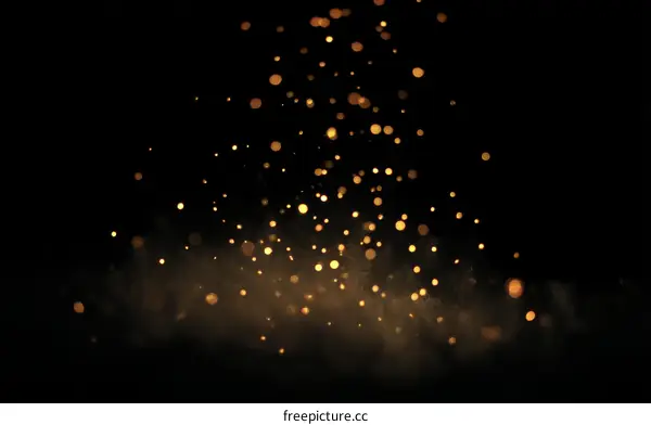 Abstract Golden Sparkles Effect on Black Background