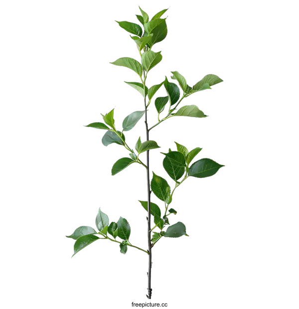 [Transparent Background PNG]A branch of green leaves against a white background.