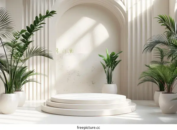Minimalist White Plant Display Podium