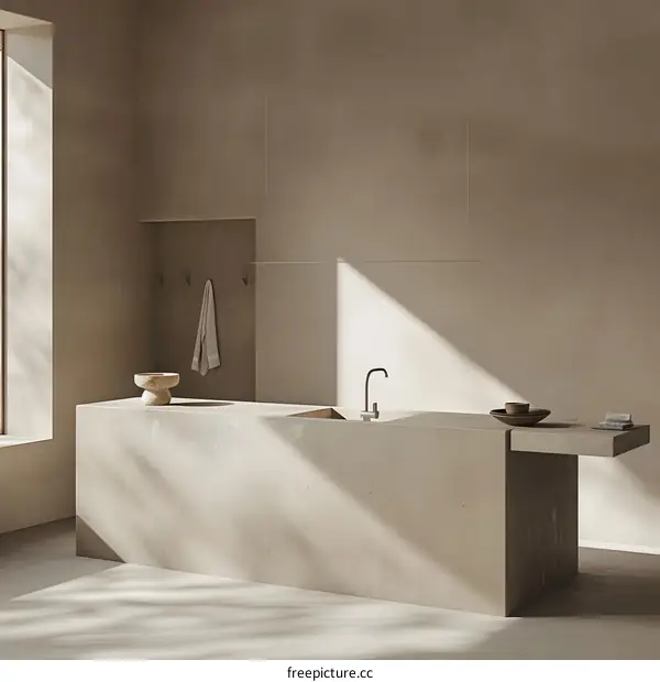 Minimalist Kitchen Interior Design with Concrete Countertop