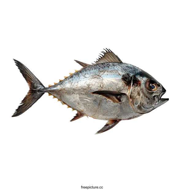[Transparent Background PNG]Fresh Whole Yellowfin Tuna Fish on White Background