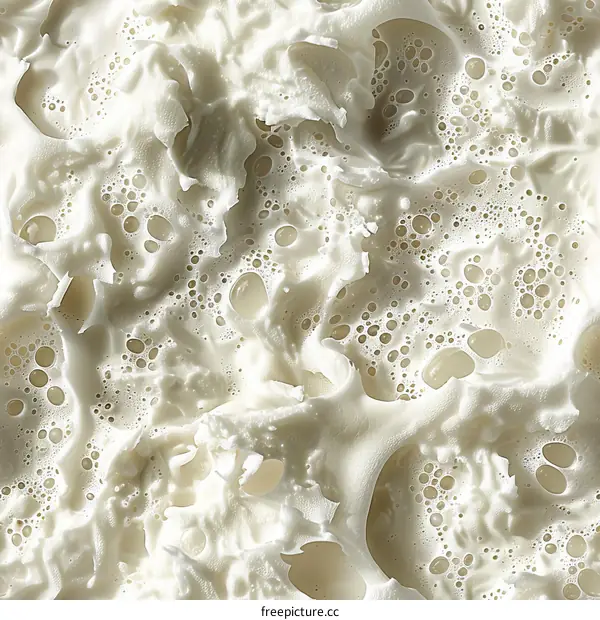 Macro Image of a White Foamy Liquid with Bubbles