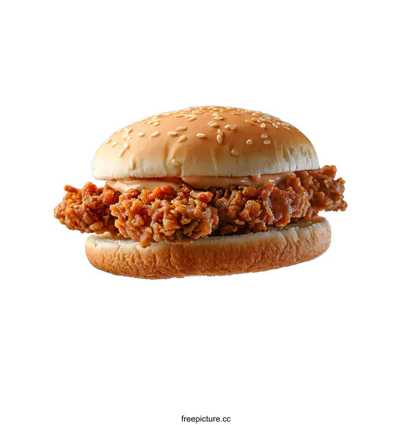 [Transparent Background PNG]Crispy chicken burger on a plain background