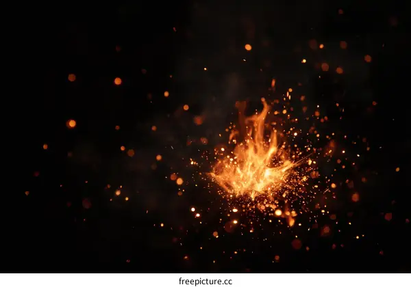 Fiery Sparks Against a Dark Background