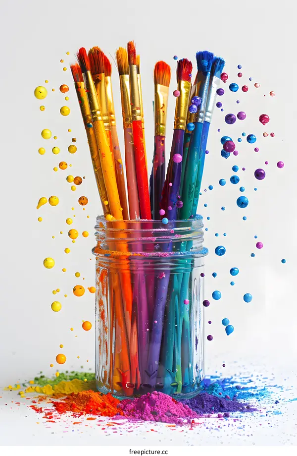 colorful paintbrushes with rainbow colors