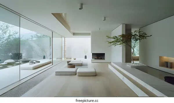 Minimalist Modern Home Interior Design with Large Windows and Natural Light