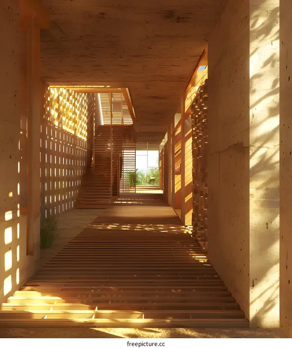 Wooden Interior Design Of A Modern House With Natural Light