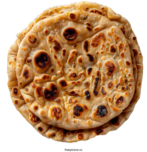 [Transparent Background PNG]Two pieces of flatbread on a white background