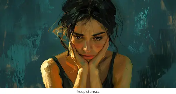 portrait of a pensive young woman