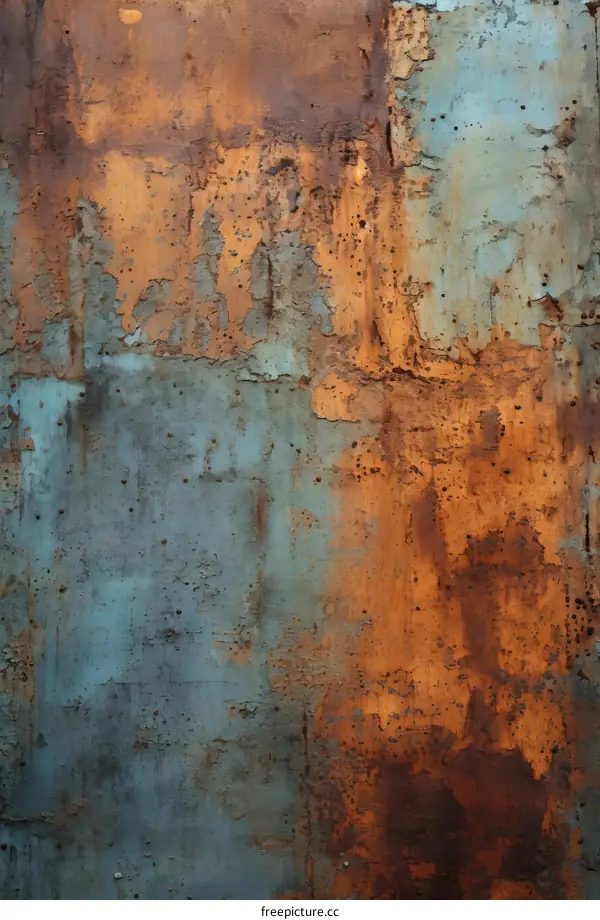 rusty metal texture with blue and orange