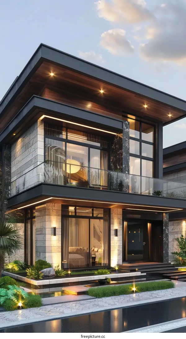 Modern Villa with Courtyard Pool and Stunning Design