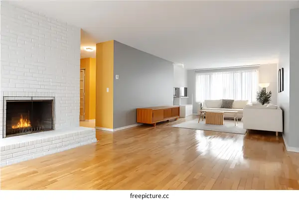 Modern Living Room Interior Design with Fireplace