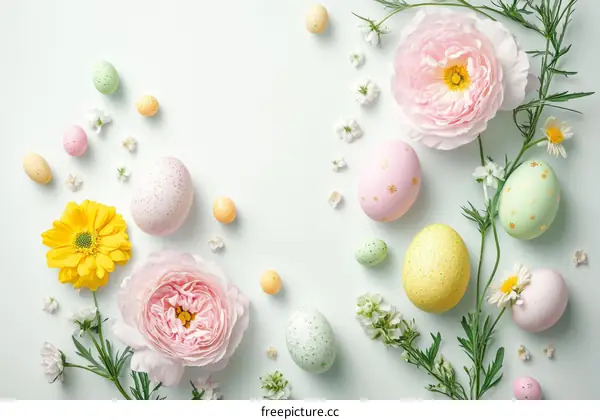 Easter Floral Arrangement on a Light Background