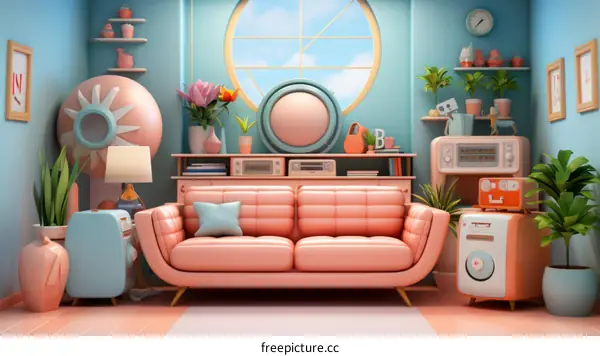 Retro Futuristic Living Room Interior Design
