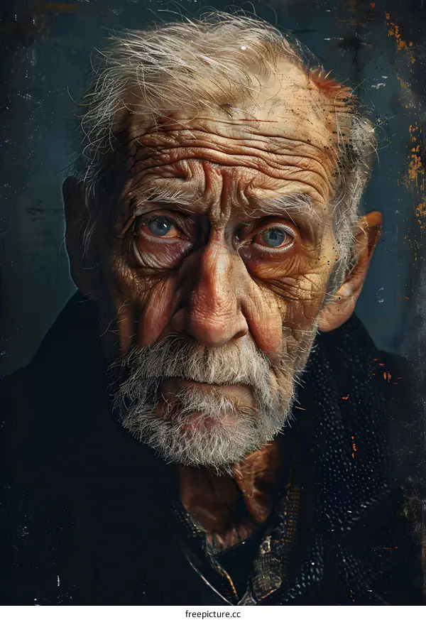 Portrait of an old man with white hair and beard