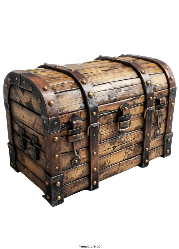 [Transparent Background PNG]Old Wooden Treasure Chest